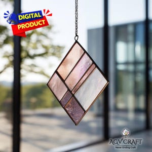 Set 2 Diamond Stained Glass Pattern, Diamond Suncatcher Pattern, Diamond Stained Glass Pattern, Home Decor, DIY Stained Glass, Wall Art Gift