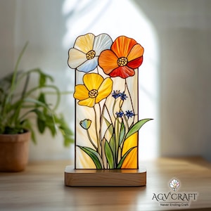 Wild Flower Stained Glass Pattern, Flower Stained Glass Pattern, Suncatcher Wild Flower, Home Decor Glass, DIY Stained Glass, Wall Art Gift
