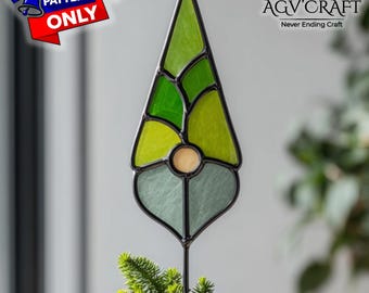 Fee Glasmalerei Pflanzenstecker Muster, Gnom Sonnenfänger, Gnom Glasmalerei, Buntglasmuster, Bastelgeschenk, DIY handgefertigt