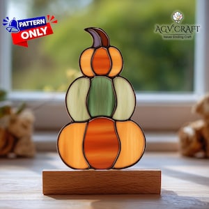 Pumpkins Stack Stained Glass Pattern, Pumpkins Suncatcher Template, Home Decor, DIY Handmade For Gift, Wall Art