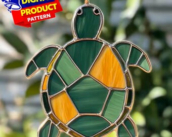 Sea Turtle Stained Glass Pattern, Ocean Suncatcher (PDF Pattern)