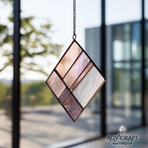 Set 2 Diamond Stained Glass Pattern, Diamond Suncatcher, Diamond Stained Glass Pattern, Home Decor Glass, DIY Stained Glass, Wall Art Gift