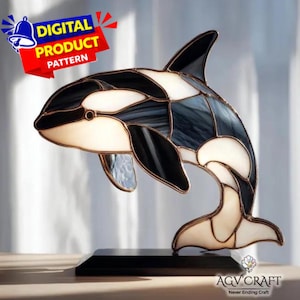 Orca Stained Glass Pattern, Whale Suncatcher (PDF Pattern), Nautical Decor
