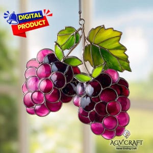Blackberry Stained Glass Pattern, Blackberry Suncatcher, Berries Stained Glass Pattern, Home Decor Glass, DIY Stained Glass, Wall Art Gift