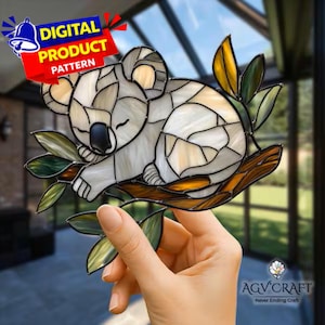 Koala Stained Glass Suncatcher Pattern, Home Decor (PDF Pattern)