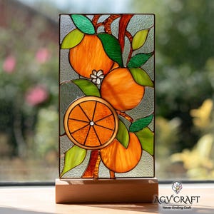 Orange Panel Stained Glass Pattern, Orange Suncatcher, Orange Stained Glass Pattern, Home Decor Glass, DIY Stained Glass, Wall Art Gift