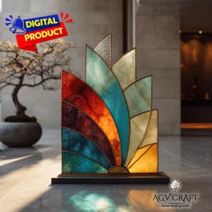 Asymmetrical Geometric Stained Glass Pattern, Asymmetrical Suncatcher, Art Deco Stained Glass, Home Decor, DIY Stained Glass, Wall Art Gift