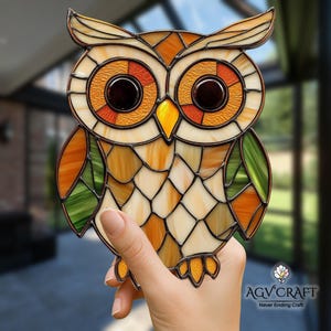 Cute Owl Stained Glass Pattern, Owl Bird Suncatcher, Owl Bird Stained Glass Pattern, Home Decor Glass, DIY Stained Glass, Wall Art Gift