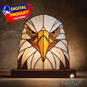 Eagle Head Stained Glass Pattern, Eagle Suncatcher, Bird Stained Glass Pattern, Home Decor Glass, DIY Stained Glass, Wall Art Gift