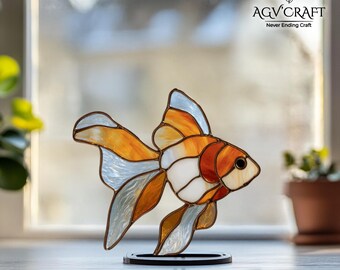 金魚のステンドグラス模様、金魚のサンキャッチャー模様、魚のステンド