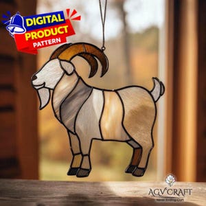 Goat Stained Glass Pattern, Lamb Suncatcher Template, Goat Stained Glass Pattern, Home Decor, DIY Stained Glass, Wall Art Gift