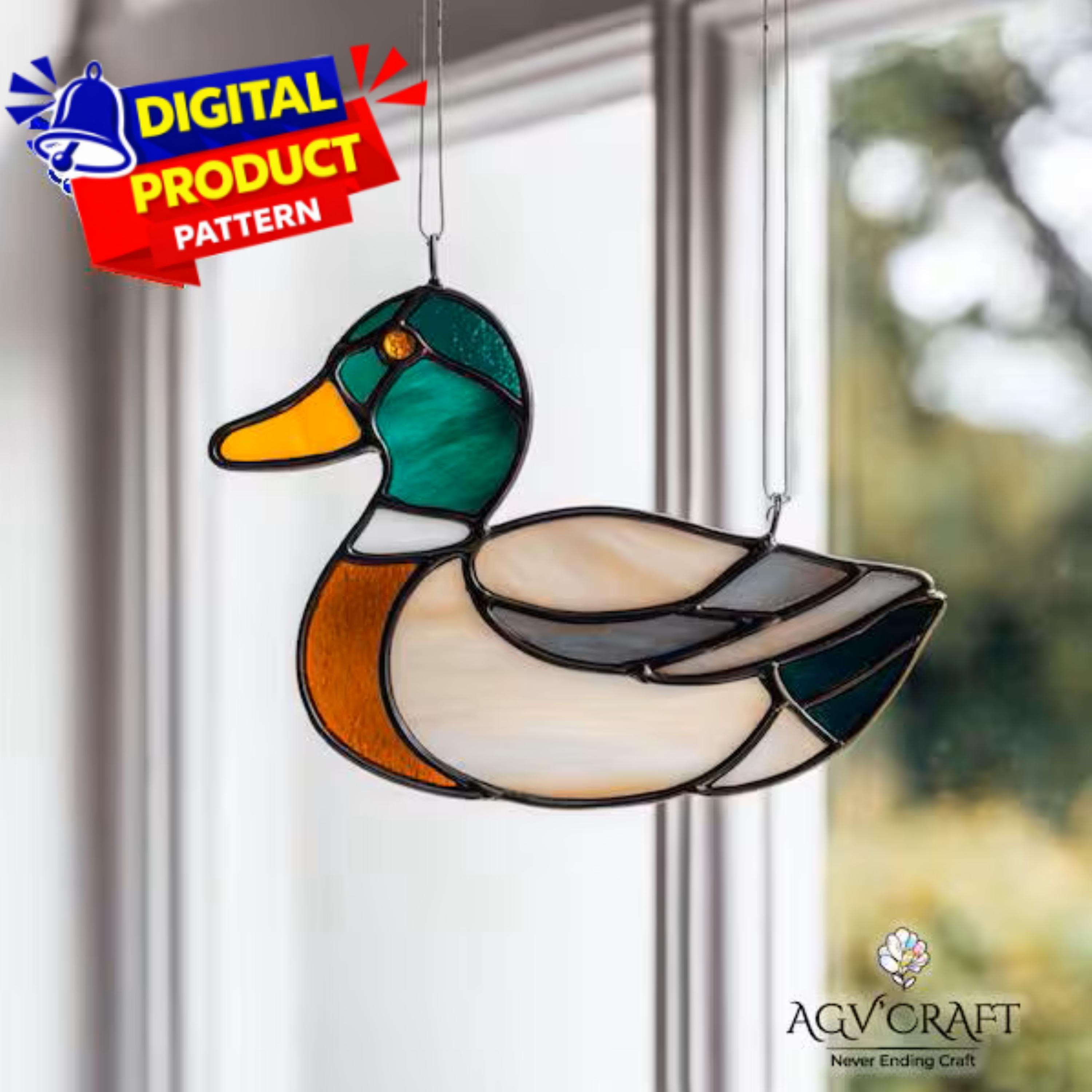 専用② Mallard Duck Stained Glass Pattern, Duck Suncatcher Pattern, Home