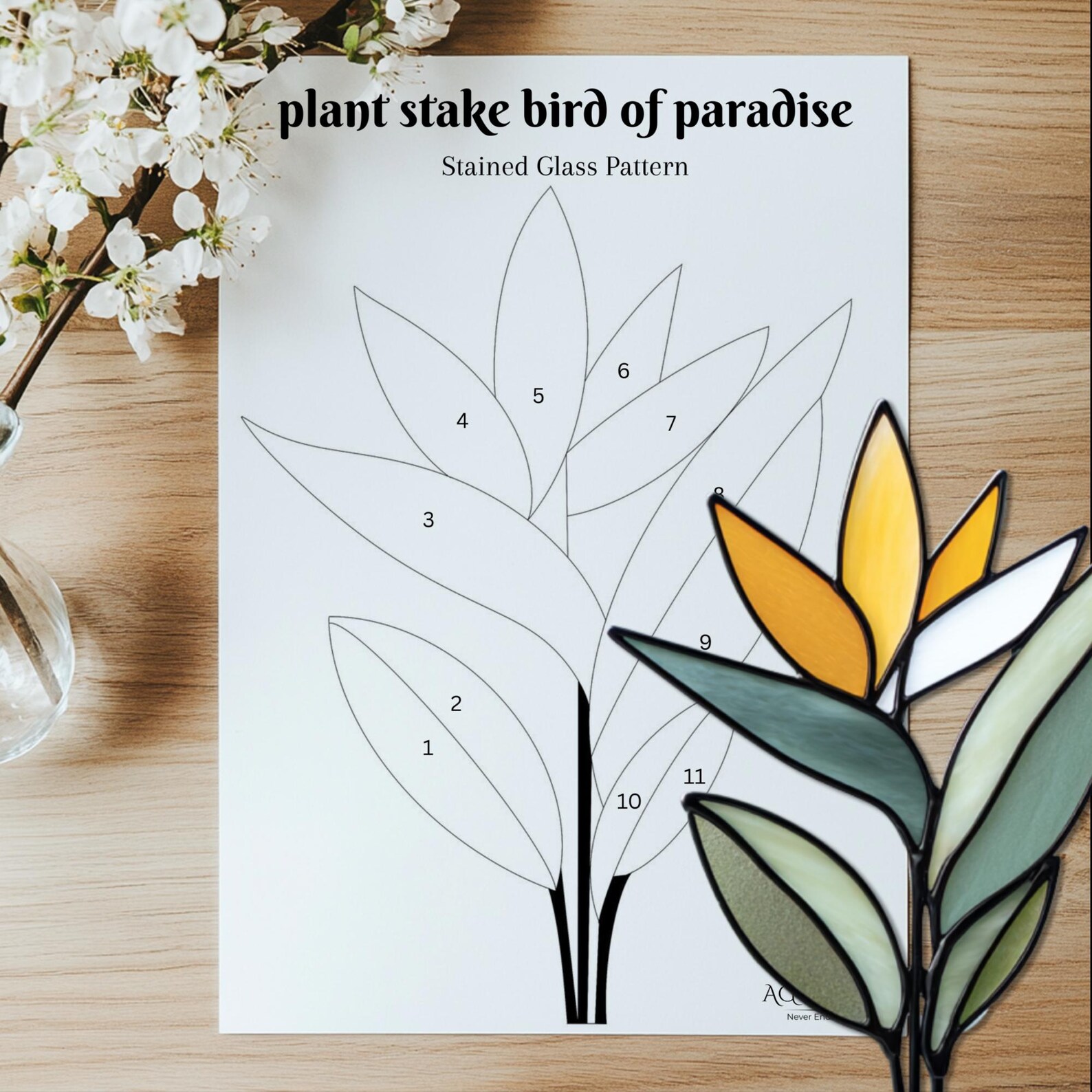 Bird of Paradise Stained Glass Plant Stakes Pattern, Bird of Paradise ...