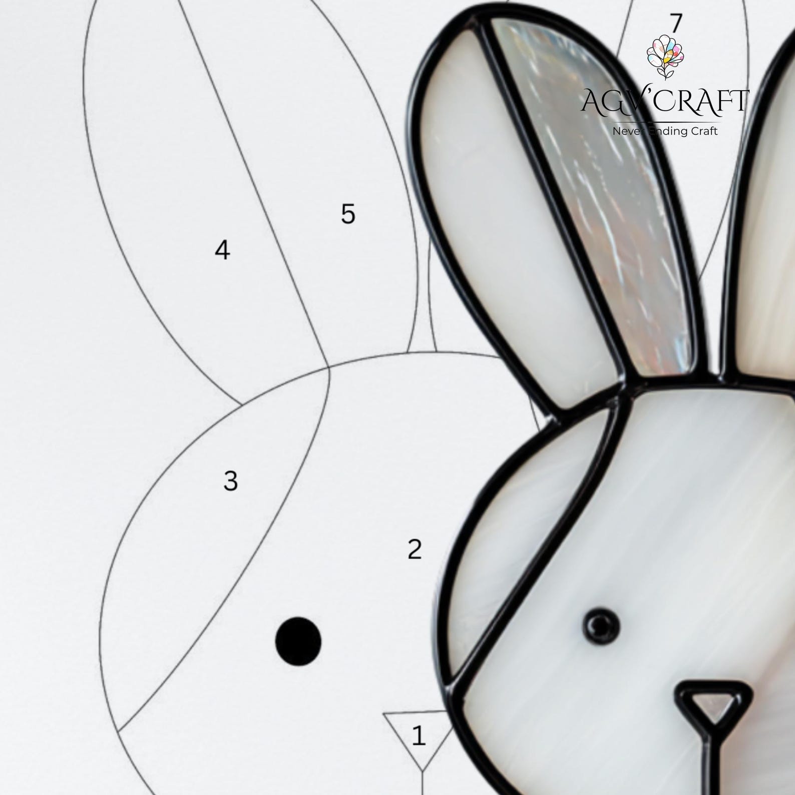 Simple Stained Glass Rabbit Bunny Stained Glass Plant Stake Pattern, Bunny Suncatcher, Rabbit ...