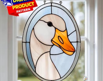 Patrón de atrapasol de vitral con cara de ganso (patrón PDF), plantilla de diseño de atrapasol de pato