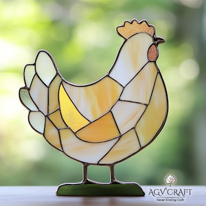Hen Stained Glass Pattern, Chicken Hen Stained Glass Pattern, Suncatcher Hen Pattern, Home Decor Glass, DIY Stained Glass, Wall Decor
