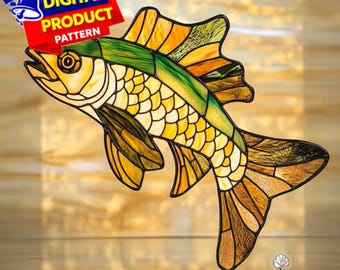 Walleye Fish Stained Glass Suncatcher Pattern (PDF Pattern), DIY Craft Project