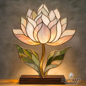 Blooming Lotus Stained Glass Pattern, Lotus Suncatcher, Fower Stained Glass Pattern, Home Decor Glass, DIY Stained Glass, Wall Art Gift