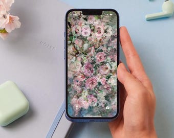 Pink Floral Mobile Wallpaper | Spring Botanical Phone Background for iAndroid, iPhone (Digital Download)