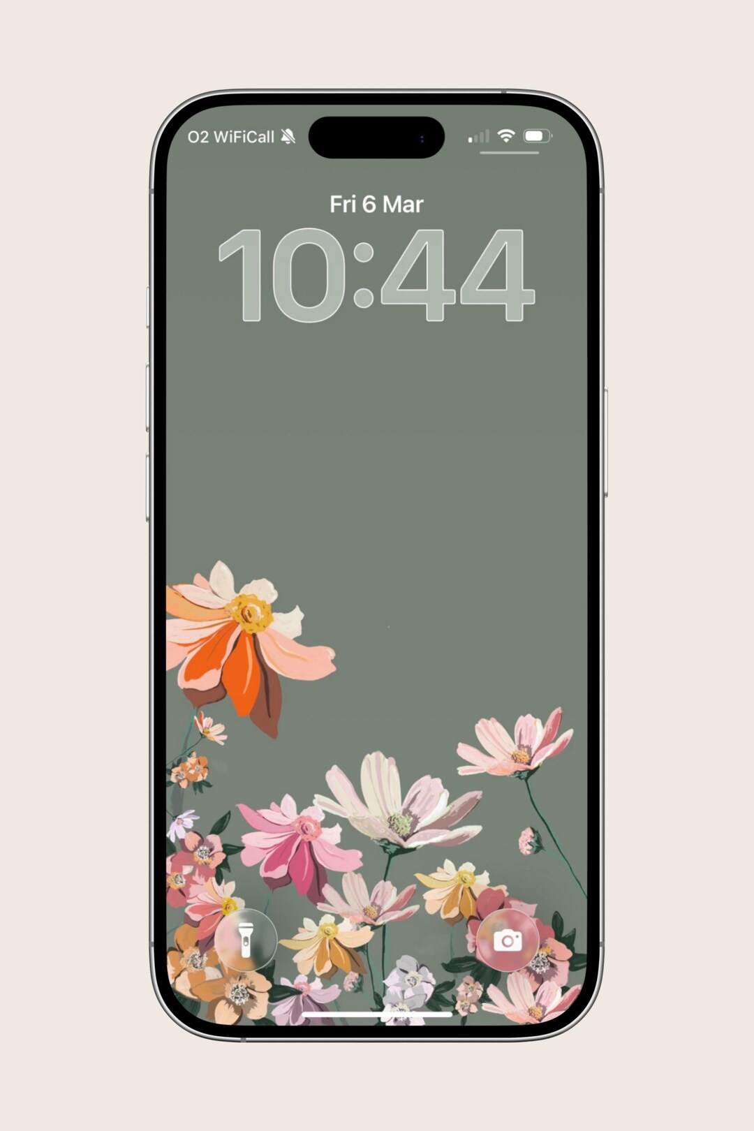 Sage Green Floral Phone Wallpaper | Cottagecore Botanical Lock Screen ...