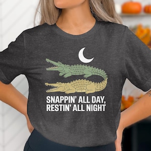 Alligator Graphic T-Shirt, Crocodile Shirt, Funny Alligator Tee, Funny Animal Tee, Crocodile Lover Shirt, Nighttime Sky, Unisex Tee