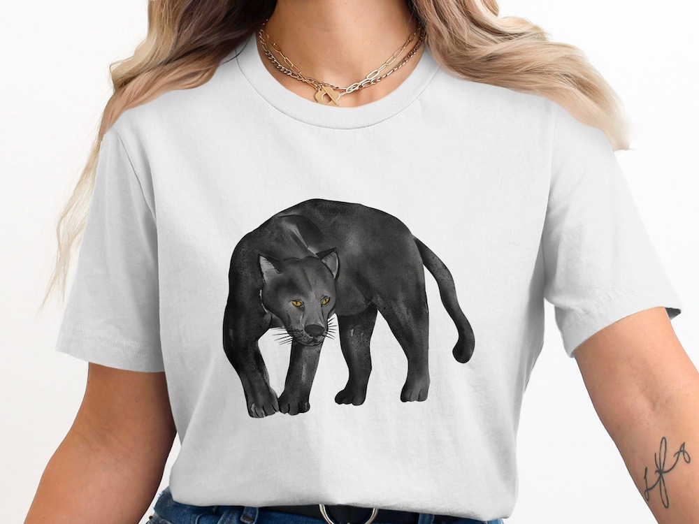 Black Panther Shirt, Wildlife Animal Tee, Big Cat Illustration Shirt, Panther Shirt, Wild Cat Shirt, Wild Animal Shirt, Unisex T-Shirt Bespoketshirt Collections