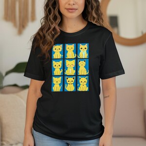 Yellow Cats T-Shirts, Cartoon Kitten Tee, Cat Lover Apparel, Cats Shirt, Cat Sweatshirt, Kids Cat Shirt, Cat Mom Shirt, Cat Dad Shirt, Kitty