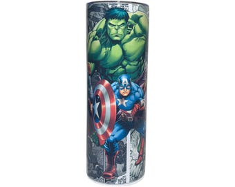 Vaso delgado de superhéroe/ Envoltura de héroe estilo cómic/ Regalo para fanáticos de los superhéroes/ Vaso de acero inoxidable de 20 oz