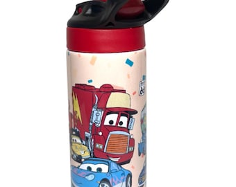 Vaso con boquilla Car's, botella de agua para niños de 12 oz