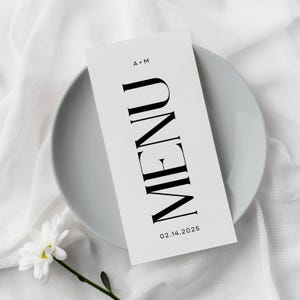 Wedding Menu Template - Editable Canva Design, Printable Reception Dinner Menu, Elegant Minimalist Event Menu
