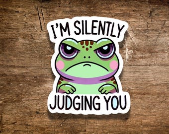Sarcastic Frog Sticker: Funny Grumpy Toad Meme - Laptop, Water Bottle