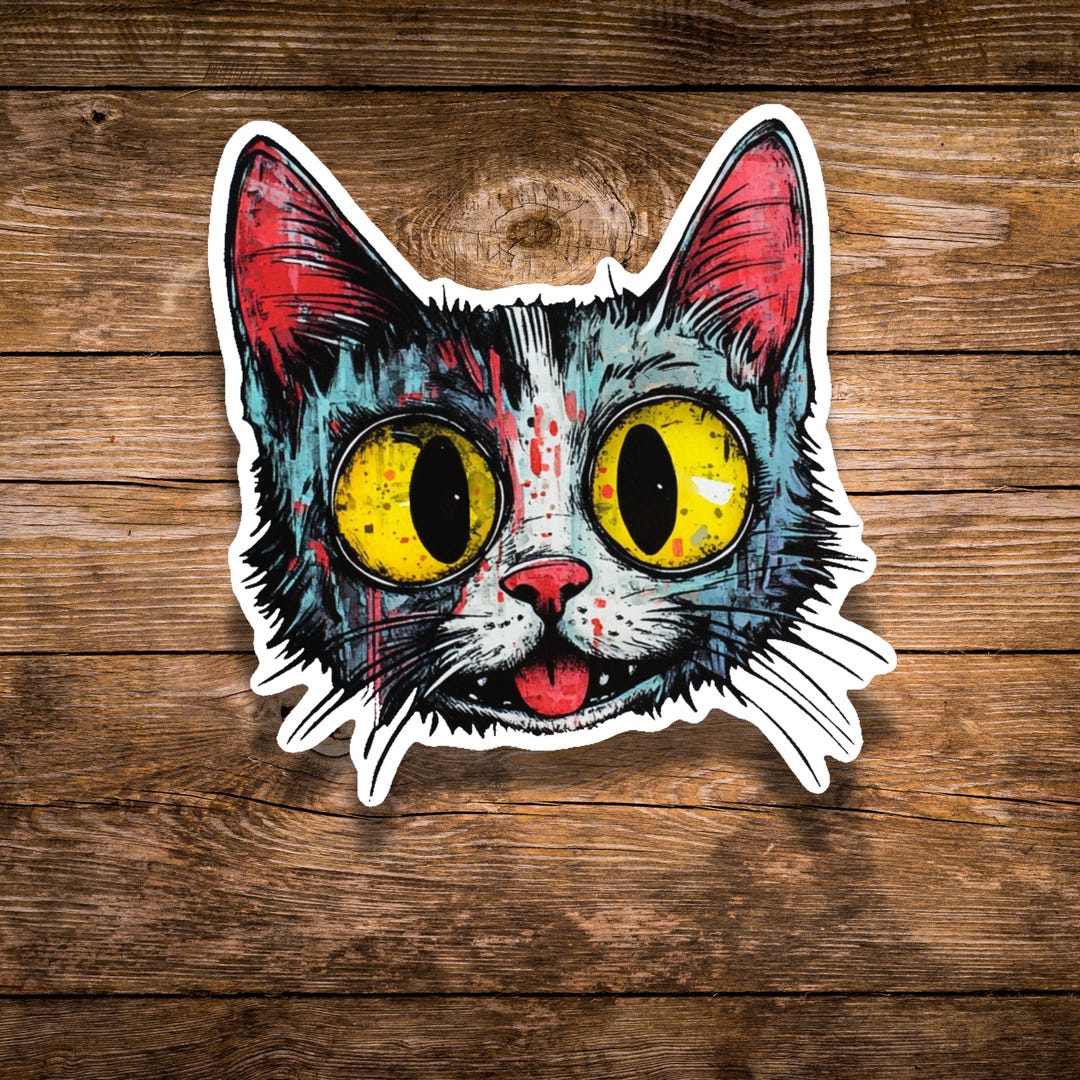 Creepy Cat Vinyl Sticker: Spooky Gothic Horror Decal - Etsy