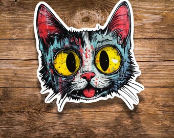 Creepy Cat Vinyl Sticker: Spooky Gothic Horror Decal