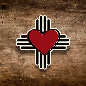 Zia Sun Symbol Die Cut Sticker New Mexico State Flag Design Vinyl Decal Southwest Cultural Sticker for Laptop Water Bottle Tumbler