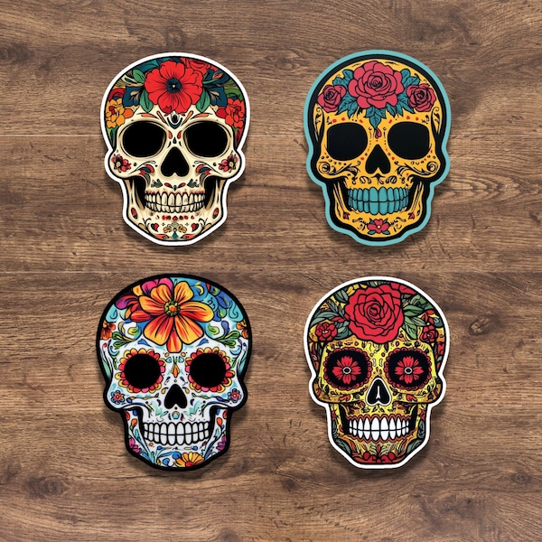 Sugar Skull Sticker Pack: Floral Día de los Muertos Vinyl Decals