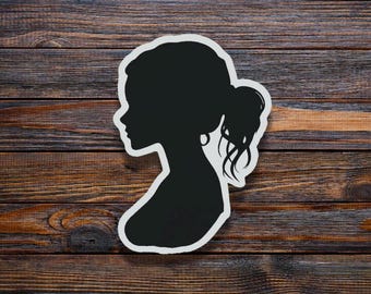 Blue Woman Silhouette Sticker: Minimalist Vinyl Decal