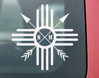 New Mexico Zia Cross Arrow Vinyl Decal | NM Car Window Sticker