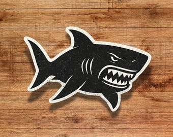 Grunge Shark Sticker: Aggressive Vinyl Decal for Laptop, Water Bottle