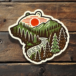 Bear Forest Vinyl Sticker – Adventure Nature Sticker, Mountain Wilderness Decal, Outdoorsy Camping Sticker, Wildlife Car Laptop Hydro Flask