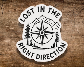 Mountain Sunrise Compass Sticker | Adventure Travel Badge | Hiking ...