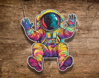 Trippy Astronaut Sticker: Psychedelic Space Suit Vinyl Decal