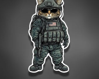 Tactical SWAT Cat Sticker: Funny Military Vinyl Decal