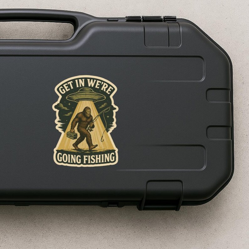 Bigfoot Fishing UFO Sticker: Funny Alien Abduction Vinyl Decal - Etsy