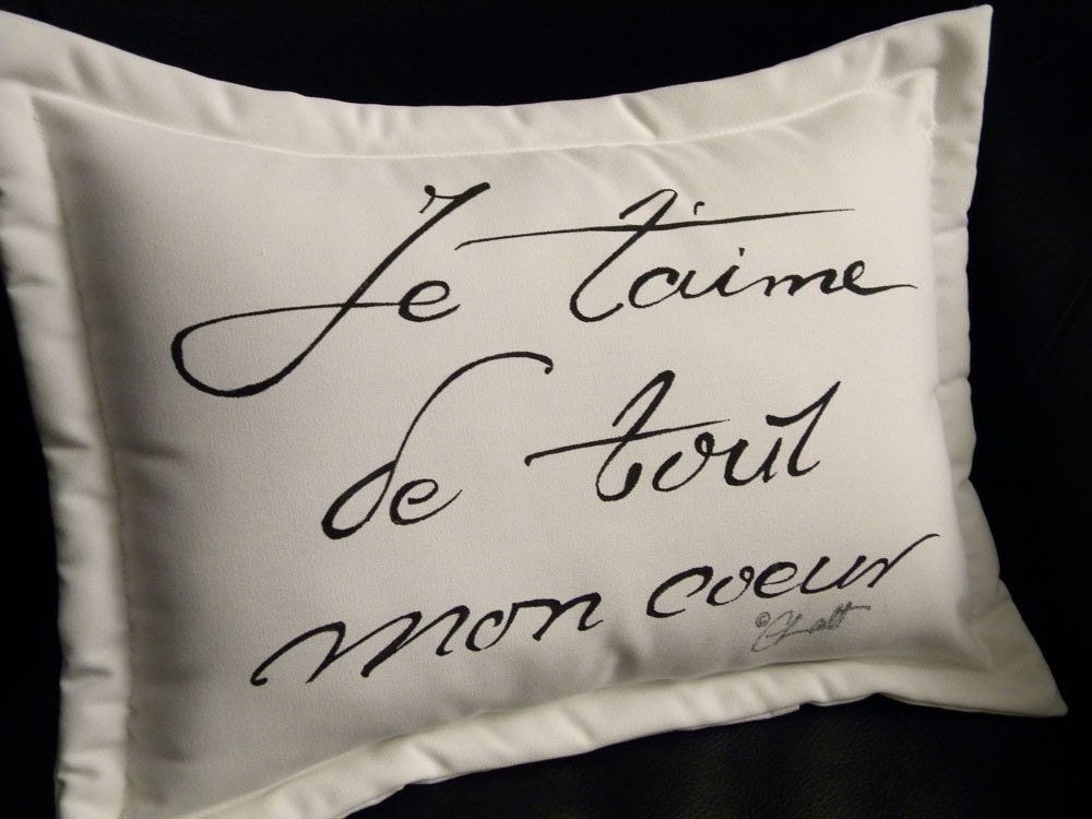 Outdoor pillow JE T'AIME love Valentine painted France Etsy