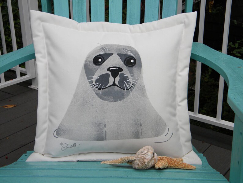 Outdoor Pillow Harbor Seal 20 Coastal Saltwater Beach Etsy