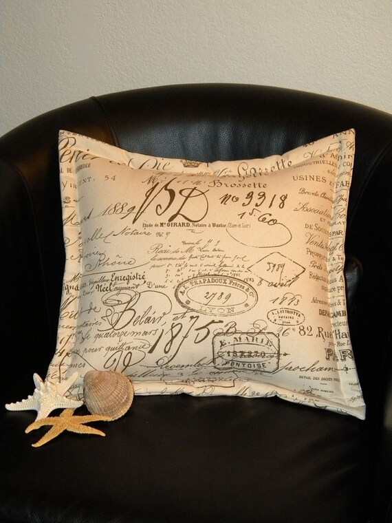 French handwriting pillow ecru 17 antique appearance Etsy
