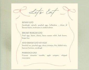 Cardápio de comida com arco desenhado à mão