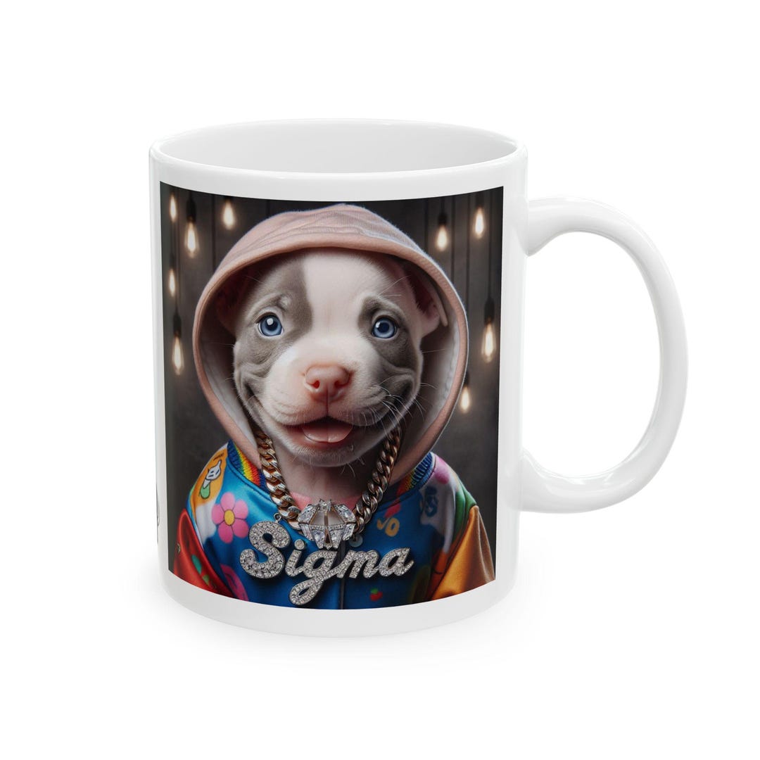 Low-key Rizz Sigma Drip Pit Bull Tongue & Hoodie Funny Cute Mug, Gen A ...