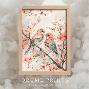 Lovebirds, Love, Valentines Day Print, I love you painting, Sage Green Valentine Decor Romantic Printable Wall Art, Love Bird Digital Prints
