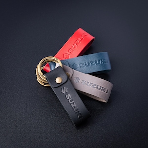 Suzuki bike motorcycle style leather keyring crazy horse high quality